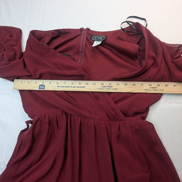 NWT EVA USA Burgundy Maxi Wrap Dress 3XL With Side Slit RARE Size - Picture 14 of 16